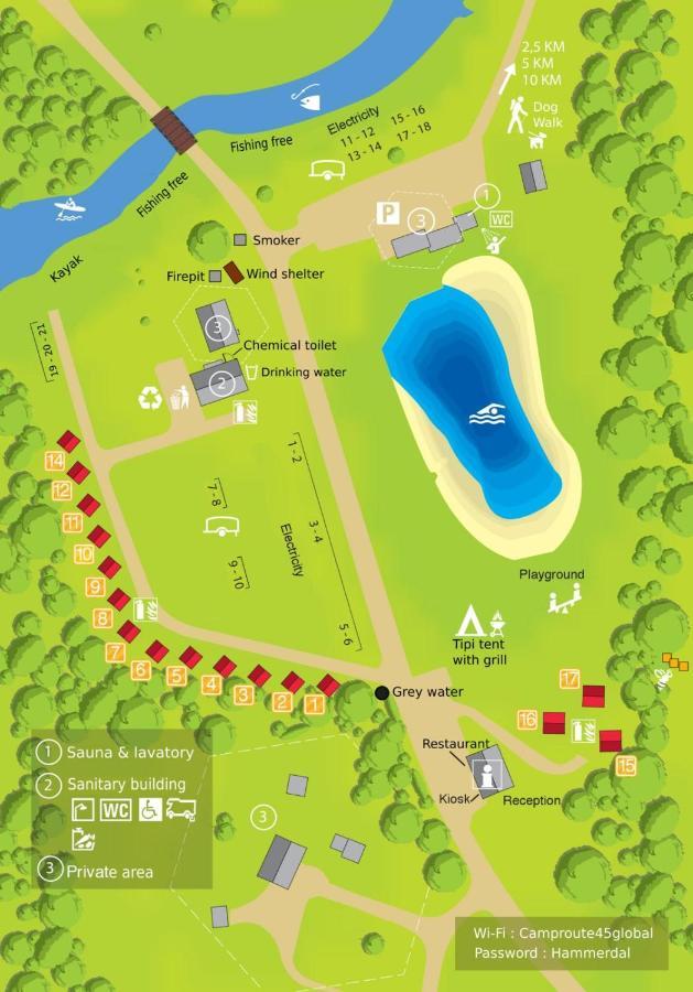 Hotel Camp Route 45 Hammerdal Esterno foto